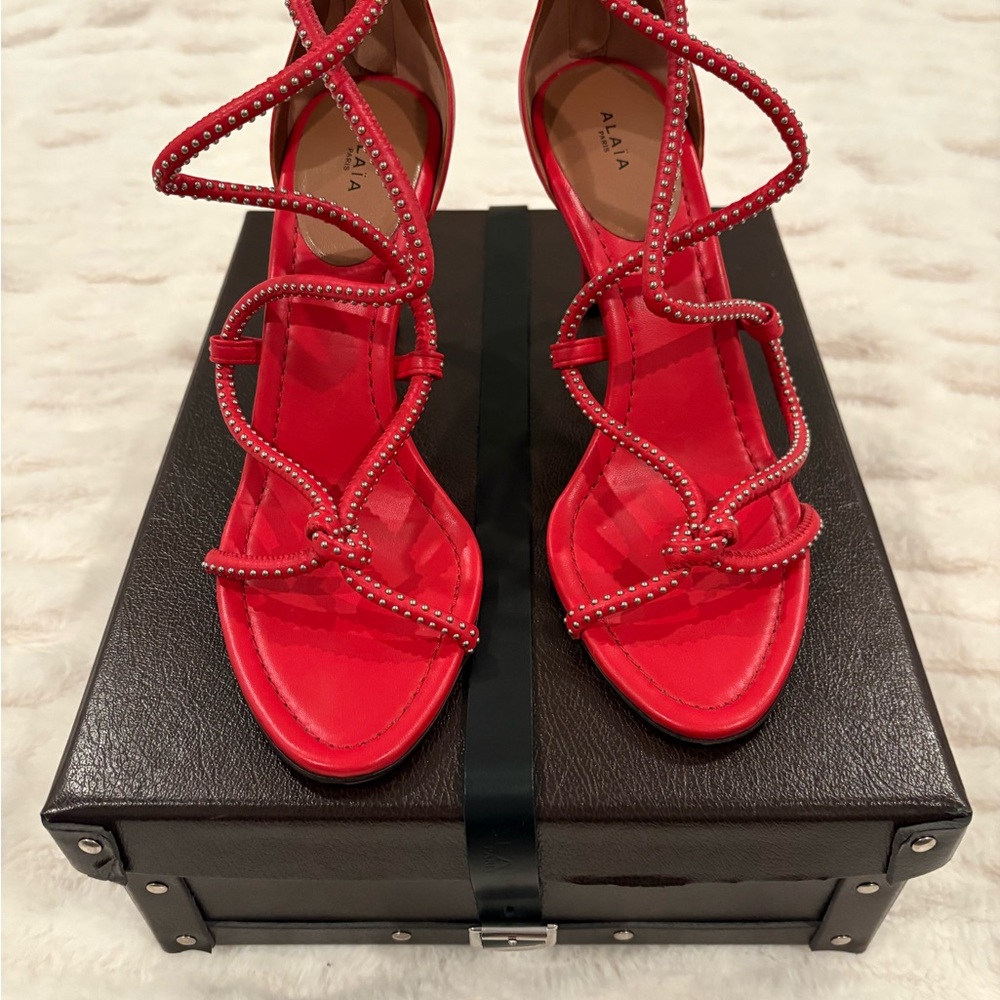 Alaïa Red Strappy Heels Size 40 - Picture 2 of 8